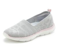 Slipper LASCANA "Ballerina, Sneaker, Freizeitschuh, Slip-On-Sneaker", Damen, Gr. 37, blau (grau, rosé), Obermaterial: 100% Textilmaterial. Decksohle: 100% Textilmaterial. Futter: 100% Textilmaterial.