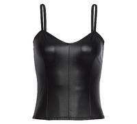 Spaghettitop LASCANA, Damen, Gr. 40, schwarz, Jersey, Obermaterial: 90% Polyamid, 10% Elasthan, leicht glänzend, unifarben, figurbetont hüftlang, V-Ausschnitt, Tops, aus leicht glänzender Stretchware,