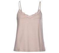 Spitzentop LASCANA, Damen, Gr. 36/38, rosa (altrosa), Single Jersey, Obermaterial: 50% Baumwolle, 50% Viskose, unifarben, bequem hüftlang, V-Ausschnitt, Tops Spitzentop, mit Spitzeneinsatz am V-Aussch