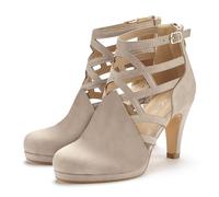 Stiefelette LASCANA Gr. 39, beige Damen Schuhe Reißverschlussstiefeletten Stiefel, Boots mit Cut-Outs VEGAN (76504744-39)