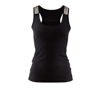Strandtop LASCANA, Damen, Gr. 32/34, schwarz, Jersey, Obermaterial: 100% Baumwolle, unifarben, feminin, tailliert hüftlang, Rundhals, ohne Ärmel, Tops, mit Pailetten, Glitzertop aus Baumwolle, festlic