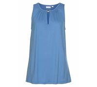 Tanktop LASCANA, Damen, Gr. 36/38, blau, Jersey, Obermaterial: 100% Viskose, unifarben, figurumspielend hüftlang, V-Ausschnitt, Tops Tanktop, mit Zieraccessoire, lässiges Jerseytop, casual, Topseller 