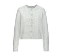 Strickjacke LASCANA, Herren, Gr. 36/38, grau meliert, Strick, Obermaterial: 55% Polyester, 30% Polyacryl, 13% Polyamid, 2% Elasthan, unifarben, figurumspielend hüftlang, Rundhals, Ärmel mit Ärmelschli