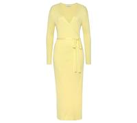 Strickkleid LASCANA "-Loungekleid" Gr. 40/42, N-Gr, gelb Damen Kleider Langarm zum wickeln mit Taillengürtel, Loungewear (36976668-40) gelb