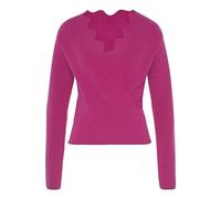 Strickpullover LASCANA Gr. 36/38, pink (fuchsia) Damen Pullover V-Pullover mit Wellenkante Bestseller (14317967-36)