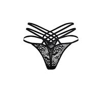 String LASCANA, Damen, Gr. 36/38, schwarz, Spitze, Obermaterial: 90% Polyamid, 10% Elasthan, körpernah, Unterhosen String, mit dekorativer Bänderoptik (61718465-36) schwarz