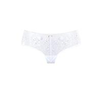 Stringpanty LASCANA "Maria", Damen, Gr. 40/42, weiß (uni weiß), Mesh, Spitze, Obermaterial: 76% Polyamid, 21% Polyester, 3% Elasthan, figurbetont, Unterhosen, mit Blumen aus Stickereispitze, als Desso