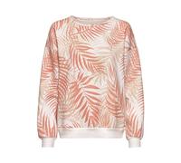 Sweater LASCANA, Damen, Gr. 40/42, orange (pfirsich gemustert), Sweatware, Obermaterial: 60% Baumwolle, 40% Polyester, gemustert, feminin, lässig geschnitten normal, Rundhals, Langarm Rippbündchen, Sw