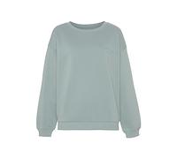 Sweatshirt LASCANA "-Pullover" Gr. 36/38, grün (mint) Damen Sweatshirts mit seitlichem Rippeinsatz und Logo-Print (91825348-36)