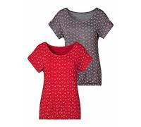 LASCANA T-Shirt Damen rot, dunkelgrau Gr.36/38