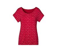 T-Shirt LASCANA "mit kleinem Cut-Out am Ärmel", Damen, Gr. 36/38, rot, Obermaterial: 95% Viskose (LENZING™ ECOVERO™), 5% Elasthan, gemustert, bequem normal, Rundhals, angeschnitten,mit Cut Outs, Shirt