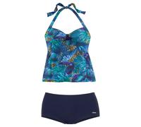 Tankini LASCANA, Damen, Gr. 36, Cup C, blau (blau, bedruckt), Polyamid, bedruckt, Bikini-Sets Tankini, mit Hotpants, Topseller (65218466-36) blau, bedruckt