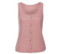 Trägertop LASCANA "mit Zierknopfleiste", Damen, Gr. 32/34, lila (beere), Piquu00e9, Obermaterial: 69% Polyester (REPREVE), 28% Viskose, 3% Elasthan, unifarben, modisch, normal, Rundhals, ohne Ärmel, T