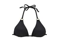 Triangel-Bikini-Top LASCANA "Italy", Damen, Gr. 42, Cup C/D, schwarz, Microfaser, Microfaser, Polyamid, unifarben, Bikini-Oberteile, mit Zierringen (392888-42) schwarz