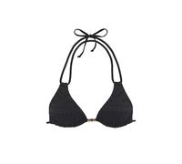 Triangel-Bikini-Top LASCANA "Omara", Damen, Gr. 40, Cup C/D, schwarz, Microfaser, Recycling-Polyamid, modisch, Bikini-Oberteile, mit Lochstickerei (69204139-40) schwarz