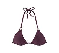Triangel-Bikini-Top LASCANA "Italy", Damen, Gr. 40, Cup A/B, rot (bordeaux), Microfaser, Microfaser, Polyamid, unifarben, Bikini-Oberteile, mit Zierringen (661171-40) bordeaux