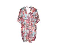 Chiffontunika LASCANA, Damen, Gr. 38, blau (sand bedruckt), Chiffon, Obermaterial: 100% Polyester, bedruckt, figurumspielend mini, V-Ausschnitt, Tuniken, mit Alloverprint, leicht transparente Strandtu