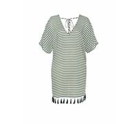 Chiffontunika VENICE BEACH, Damen, Gr. 44, grün (weiß, khaki, gestreift), Web, Obermaterial: 100% Polyester, gestreift, figurumspielend kurz, V-Ausschnitt, Tuniken, mit Streifenprint, Quasten mit Fran