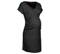Umstandsnachthemd LASCANA, Damen, Gr. 36/38, N-Gr, schwarz (schwarz mit weißen punkten), Obermaterial: 95% Baumwolle, 5% Elasthan, gepunktet, bequem, V-Ausschnitt, Kleider, mit Wickeloptik (42901518-3