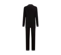 Umstandspyjama LASCANA, Damen, Gr. 44/46, schwarz, Single Jersey, Obermaterial: 95% Viskose, 5% Elasthan, kontrastfarbene Details, unifarben, bequem lang, V-Ausschnitt, paspeliert, Homewear-Sets, mit 