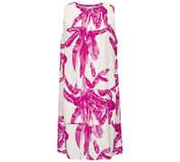 Druckkleid LASCANA "mit sommerlichem Allover-Print aus Webware", Damen, Gr. 40, N-Gr, pink (creme, pink bedruckt), Web, Obermaterial: 100% Viskose, bedruckt, figurumspielend knieumspielend, Rundhals, 