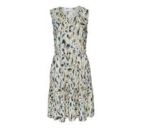 Druckkleid LASCANA, Damen, Gr. 38, N-Gr, beige (sand bedruckt), Web, Obermaterial: 100% Viskose, bedruckt, modisch, figurumspielend kniefrei, V-Ausschnitt, ohne Ärmel, Kleider, mit Raffungen im Rockte