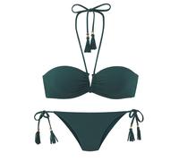 Bandeau-Bikini ELBSAND, Damen, Gr. 36, Cup C/D, blau (petrol), Recycling-Polyamid, Bikini-Sets, mit V-Bügel (68711438-36) petrol