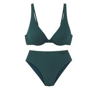 Bügel-Bikini ELBSAND, Damen, Gr. 38, Cup E, blau (petrol), Recycling-Polyamid, unifarben, strukturiert, Bikini-Sets, aus trendiger Rippware (46302337-38) petrol