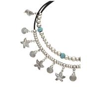 LASCANA Damen Fußkette silber / schwarz, Größe One Size, 4818370 Silber / Schwarz One Size