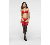 LASCANA Halterlose Feinstrümpfe Damen schwarz / rot Gr.40-42