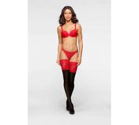 Halterlose Feinstrümpfe LASCANA, Damen, Gr. 44-46, rot (schwarz, rot), Polyamid, Elasthan, elastisch, Socken, mit breiter Spitze in 60 DEN (17946607-44) schwarz, rot