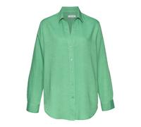 Hemdbluse LASCANA, Damen, Gr. 42, grün (apfelgrün), Web, Obermaterial: 58% Viskose, 28% Baumwolle, 14% Leinen, unifarben, figurumspielend hüftbedeckend, V-Ausschnitt, 2-Knopf-Manschette, Blusen Hemdbl