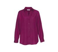 Hemdbluse LASCANA Gr. 42, lila (aubergine) Damen Blusen langarm aus Leinenmix, Damenbluse mit Hemdkragen und Knopfleiste (83294506-42)