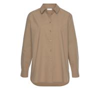 Hemdbluse LASCANA "in lockerer Passform aus reiner Baumwolle", Damen, Gr. 34, beige, Web, Obermaterial: 100% Baumwolle, unifarben, figurumspielend hüftbedeckend, 2-Knopf-Manschette mit Knöpfen, Blusen