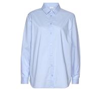 Hemdbluse LASCANA Gr. 46, blau (hellblau), Damen, Web, Obermaterial: 100% Baumwolle, unifarben, Blusen, hinten länger geschnitten, Damenbluse aus Baumwolle, klassisch-elegant (75482643-46) hellblau