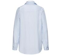 Hemdbluse LASCANA, Damen, Gr. 44, blau (hellblau, weiß gestreift), Web, Obermaterial: 100% Lyocell, gestreift, figurumspielend hüftlang, tiefer V-Ausschnitt, 2-Knopf-Manschette, Blusen Hemdbluse, aus