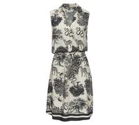 Hemdblusenkleid LASCANA, Damen, Gr. 38, N-Gr, schwarz (creme, schwarz bedruckt), Web, Obermaterial: 100% Viskose, bedruckt, figurumspielend kniebedeckend, tiefer V-Ausschnitt, Kleider, mit Knopfleiste