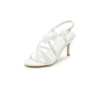 High-Heel-Sandalette LASCANA "Riemchenschuh mit Absatz", Damen, Gr. 41, weiß, Obermaterial: 100% Textilmaterial. Futter: 100% Lederimitat. Laufsohle: 100% Synthetik, feminin, Schuhe, Romantische Sanda