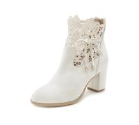 High-Heel-Stiefelette LASCANA, Damen, Gr. 43, weiß (beige), Obermaterial: 100% Textilmaterial. Decksohle: 100% Lederimitat. Futter: 100% Textilmaterial. Laufsohle: 100% Synthetik, unifarben, modisch,