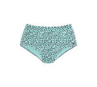 Highwaist-Bikini-Hose LASCANA "Mae" Gr. 36, N-Gr, grün (mint, bedruckt) Damen Badehosen Ocean Blue mit Muschelkante (11673404-36)