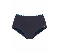 Highwaist-Bikini-Hose LASCANA "Camilla", Damen, Gr. 38, N-Gr, blau (navy, türkis), Polyamid, unifarben, kontrastfarbene Details, Badehosen, mit Farbkontrast (18963447-38) navy, türkis
