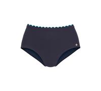 Highwaist-Bikini-Hose LASCANA "Camilla", Damen, Gr. 44, N-Gr, blau (navy, türkis), Polyamid, kontrastfarbene Details, unifarben, Badehosen, mit Farbkontrast (18963447-44) navy, türkis
