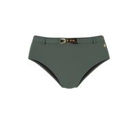 Highwaist-Bikini-Hose LASCANA "Yves", Damen, Gr. 44, N-Gr, grün (oliv), Recycling-Polyamid, unifarben, Badehosen, mit edlen Zieraccessoire (81845416-44) oliv
