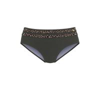 Highwaist-Bikini-Hose LASCANA "Adelin", Damen, Gr. 48, N-Gr, grün (oliv, leo), Recycling-Polyamid, Animalprint, unifarben, Badehosen, mit bedruckten Einsätzen (55093664-48) oliv, leo