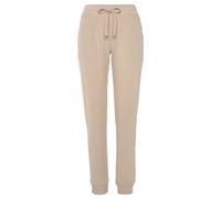 Homewearhose LASCANA, Damen, Gr. 48/50, N-Gr, beige (sand, meliert), Rippware, Obermaterial: 56% Polyester, 41% Viskose, 3% Elasthan, meliert, unifarben, Basic lang, Hosen, Lounge-/ Strickhose mit pra