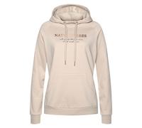 Hoodie LASCANA, Damen, Gr. 44/46, braun (nougat), Sweatware, Obermaterial: 60% Baumwolle, 40% Polyester, bedruckt, unifarben, bequem hüftlang, Raglanärmel Bündchen, Sweatshirts Homewear Oberteile, mit