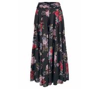 Hosenrock LASCANA, Damen, Gr. 48, schwarz (schwarz, bedruckt), Web, Obermaterial: 100% Polyester, bedruckt, modisch, figurumspielend lang, Röcke, mit Blumenprint, Culotte, extraweites Bein, Topseller