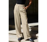 Palazzohose LASCANA Gr. 36, N-Gr, beige (sand), Damen, Obermaterial: 64% Polyester, 32% Viskose, 4% Elasthan, unifarben, Hosen, im Business-Look, elegante Anzughose mit Taschen (31176051-36) sand