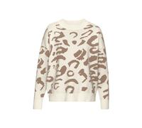 Jacquardpullover LASCANA, Damen, Gr. 40/42, braun (creme, camelfarben), Strick, Obermaterial: 50% Viskose, 28% Polyester, 22% Polyamid, gemustert, Modisch, figurumspielend hüftlang, Rundhals, Rippstri