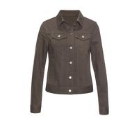 Jeansjacke LASCANA, Damen, Gr. 46, dunkelkhaki, Denim/Jeans, Obermaterial: 100% Baumwolle, unifarben, figurumspielend hüftlang, 1-Knopf-Manschette, Jacken Kurzjacke Jeansjacke, mit zwei Pattentaschen,